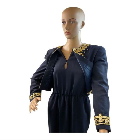 CHETTA B Women’s Sherrie Bloom Peter Noviello Blue embroidery knee Dress Size 2. - Picture 7 of 16